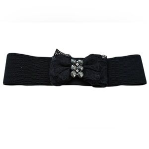 Elegant Black Lace Bow Belt Size S